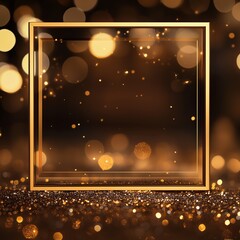 Wall Mural - A clean picture frame design with a realistic gold and sparkling backdrop, ideal for various photography needs.