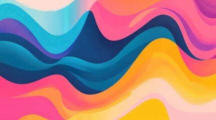Wall Mural - colorful gradient waves ripple through the composition, showcasing a harmonious blend of pinks, blue