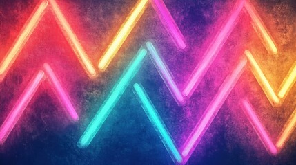 Wall Mural - bright zigzag lines in neon colors create a striking pattern against a textured background, enhancin