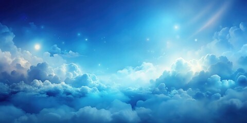 Wall Mural - Celestial Dreamscape An ethereal view of luminous clouds and a radiant, star-studded sky, evoking a sense of wonder and tranquility.