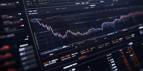 A realistic close-up of financial analytics software .