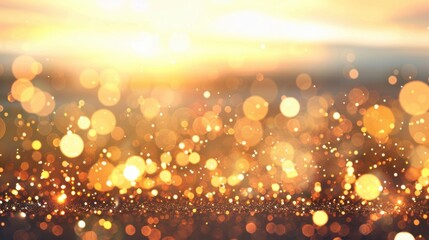 Wall Mural - delight in the shimmer of golden glitter and soft bokeh lights, creating an inviting, warm orange ba