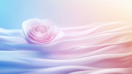 Wall Mural - Elegant rose blossom on a vibrant split blue and pink backdrop