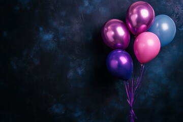 Wall Mural - Dark background with balloons