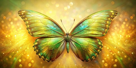 Wall Mural - golden hues of a luxurious butterfly with sparkling wings against a shimmering background