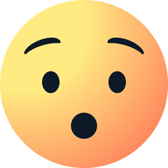 hushed emoji face, vector surprised emoticon with raised eyebrows and a wide open mouth, expressing 