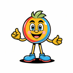 Wall Mural - funny orange fruit character cartoon icon logo with eyes and mouth divertido personaje de fruta naranja dibujos animados icono logo con ojos y boca
