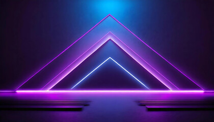 Futuristic Purple and Blue Neon Background with Geometric Light Lines