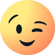 © icons gate - winking emoji face emoticon with one eye closed and a playful smile, cute smiley face. humor, charm, flirtation emotion