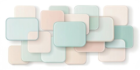 Wall Mural - abstract pastel square composition featuring overlapping rounded rectangles with subtle shadow effec