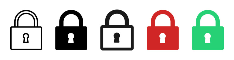 Fototapete - lock icon padlock symbol icon. security, protection and privacy vector icons for access control, encryption, safety related designs. outline, solid, filled styles