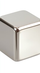 Wall Mural - reflective metallic cube with subtle textured border, close-up studio shot
