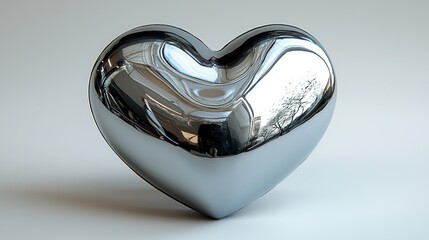 Wall Mural - reflective metallic heart shape 3d render