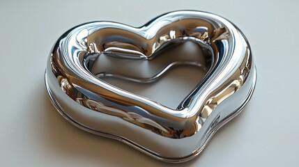 Wall Mural - reflective metallic heart: a polished symbol of love