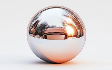 Wall Mural - reflective sphere with vibrant sunset reflection