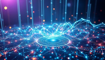 cybersecurity hologram: data streams & privacy web code future modern
