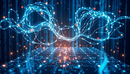 Cybersecurity Privacy: Holographic Data Stream Dance web code future  