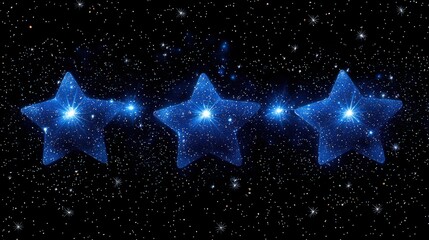 Wall Mural - Luminous Blue Stars Shining in the Dark Night Sky