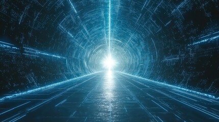 Wall Mural - luminous digital tunnel: a journey into the future