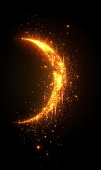 Wall Mural - Luminous Golden Crescent Moon with Sparkling Particles