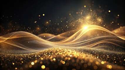 Wall Mural - golden waves of light and sparkle abstract background texture featuring glittering dust and elegant 