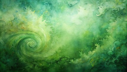 Wall Mural - Whimsical Green Watercolor Vortex An Enchanting Spiral Design for Fantasy Backgrounds and Imaginative Projects