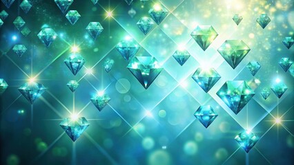 Wall Mural - a sparkling cascade of teal gems descending against a shimmering, abstract background