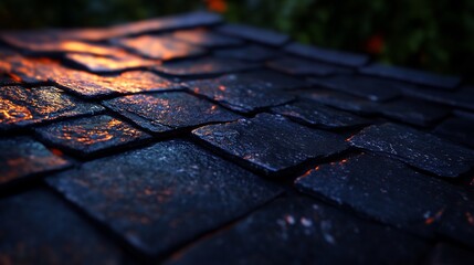 Wall Mural - Dark Stone Pavement: Nighttime Texture