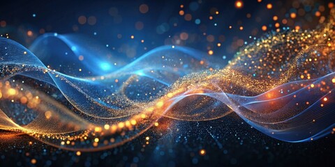 Wall Mural - abstract sparkling waves of energy and light, a digital rendering of flowing particles