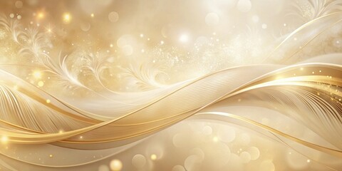Wall Mural - elegant golden waves with sparkling dust and subtle feather designs