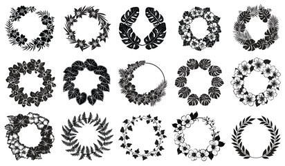 Wall Mural - elegant floral wreath designs, vector element set