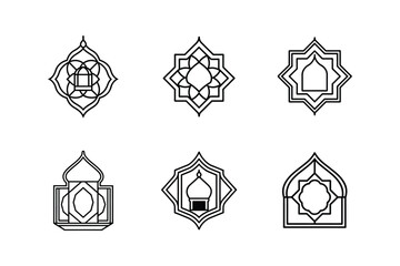 Wall Mural - islamic ornament icon line art vector illustration