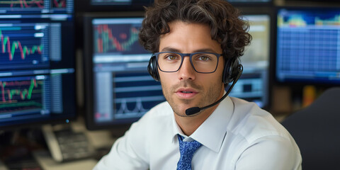 Poster - Stockbroker analyzing real-time data and managing financial investments