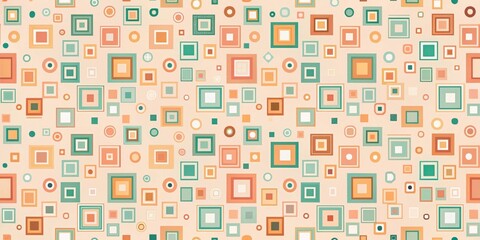 Wall Mural - Abstract Geometric Pattern Featuring Diverse Square and Circle Shapes in Muted Tones