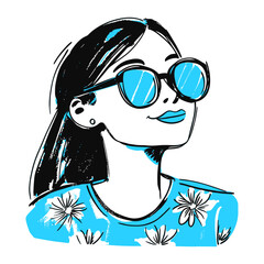 Canvas Print - Woman summer travel art sunglasses style vector