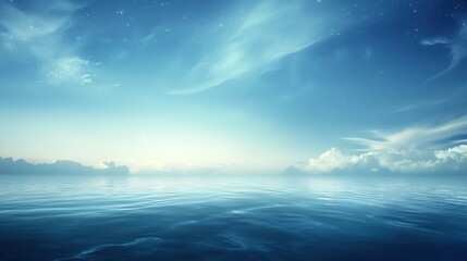 Wall Mural - Serene Night Seascape: Tranquil Ocean Under Starlit Sky