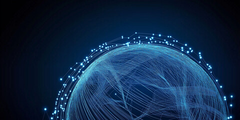 Aufkleber - Planet earth rotating with futuristic digital connections on dark background