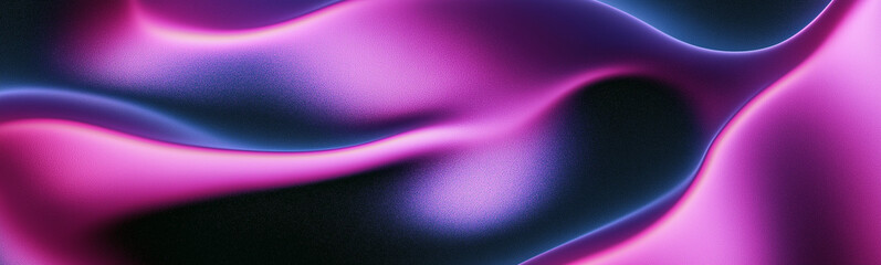 Poster - Flowing pink and blue neon colors creating abstract waves
