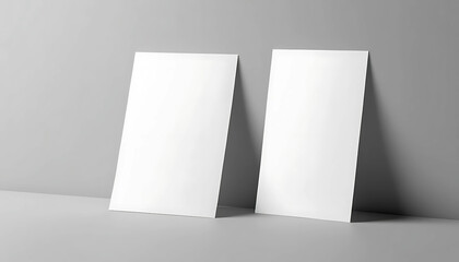 Wall Mural - Two vertical postcard mockup blank paper template. White empty card for design in 3D rendering