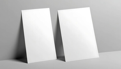 Wall Mural - Two vertical postcard mockup blank paper template. White empty card for design in 3D rendering