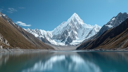 Snow-capped Mountain Reflected in a Lake