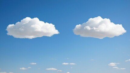 Wall Mural - Two Puffy Clouds in a Vivid Blue Sky