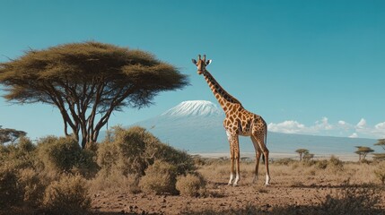 Giraffe in African Landscape