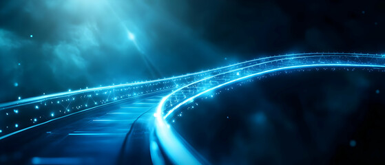 Wall Mural - Futuristic glowing road in a digital environment.