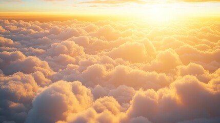 Wall Mural - Golden Hour Above the Clouds: A Breathtaking Aerial View