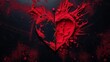 © Chalermrach - Red heart shaped powder on cracked black surface, symbolizing love heartbreak and emotional fragility, crack, broken