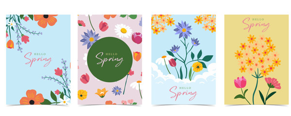 Wall Mural - cute flower background with spring holiday for vertical a4 design