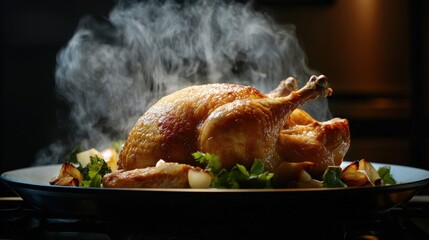 Wall Mural - A plate of roasted chicken