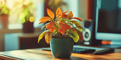 Poster - Potted Plant on Wooden Table