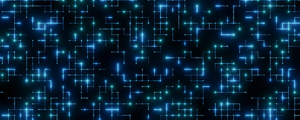 Wall Mural - futuristic glowing digital circuit pattern